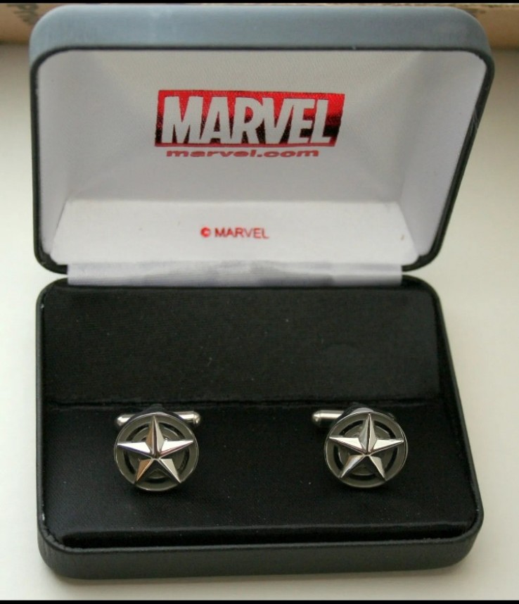 Marvel Comics Captain America Shield Star Metal Cuff Links New NOS Box