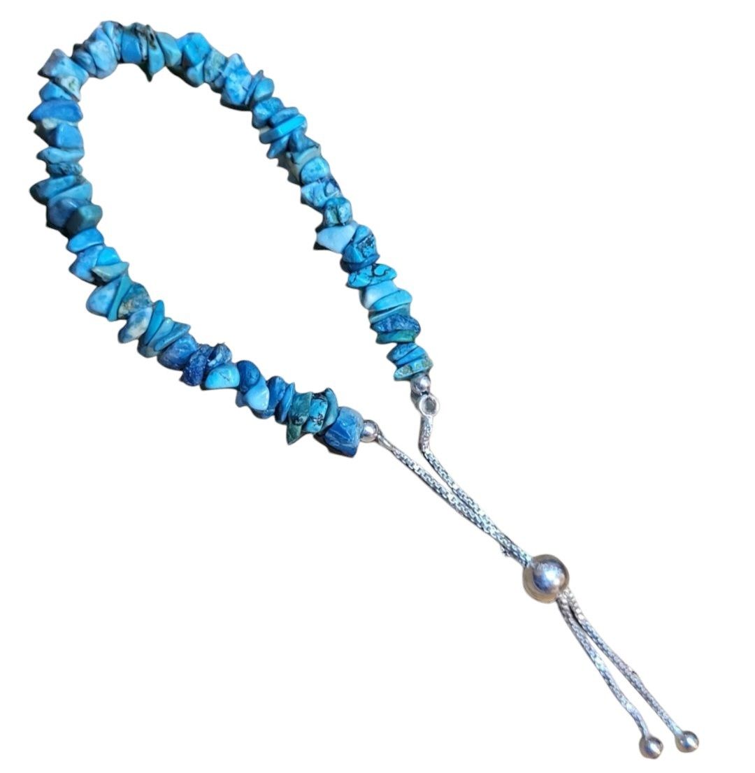 Turquoise Chip Lariat Sterling Bracelet Kingman Adjustable Southwestern Gift