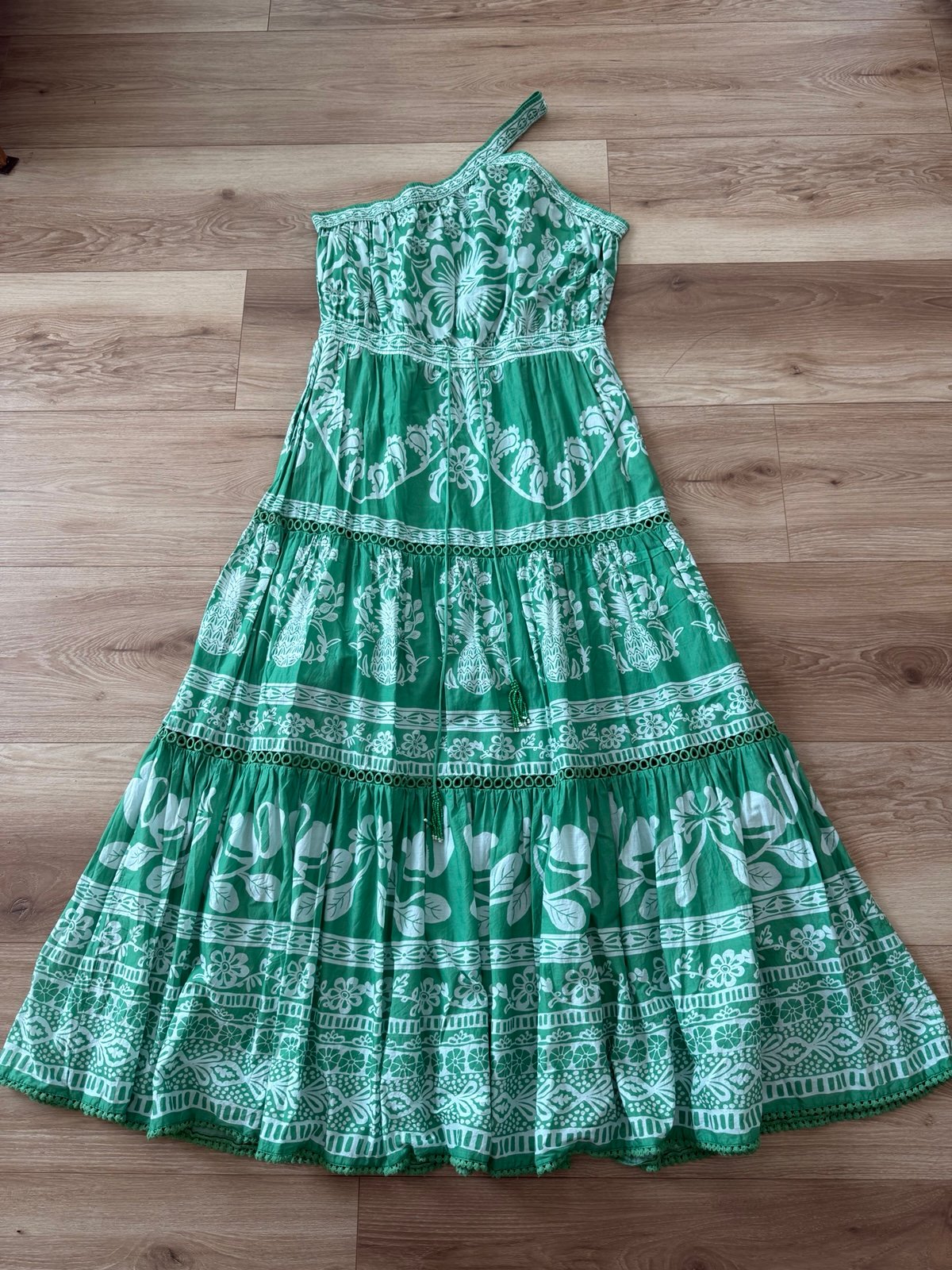FARM RIO GREEN MAXI DRESS ONE SHOULDER STRAP XL