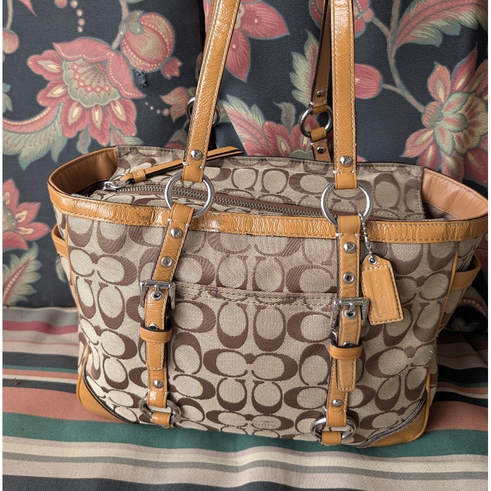 Vintage Coach Signature Khaki Tote Bag