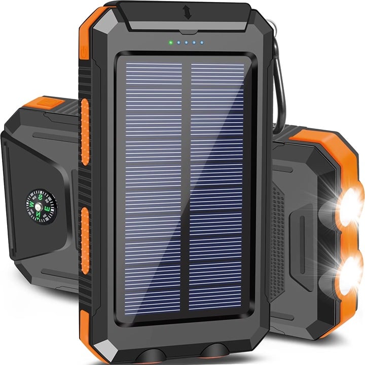 Dual USB Solar Power Bank for iPhone, 20000mAh Capacity