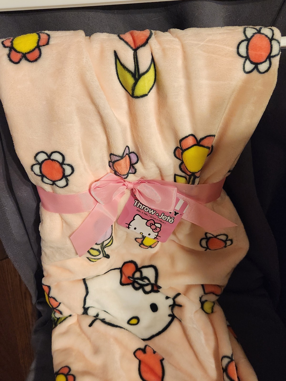 Hello Kitty Spring Flowers Light Pink Plush Throw Blanket 50 X 70