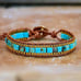 Natural Turquoise Beads Handmade Healing Reiki Chakra Women Bangle Cuff Bracelet