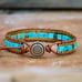 Natural Turquoise Beads Handmade Healing Reiki Chakra Women Bangle Cuff Bracelet