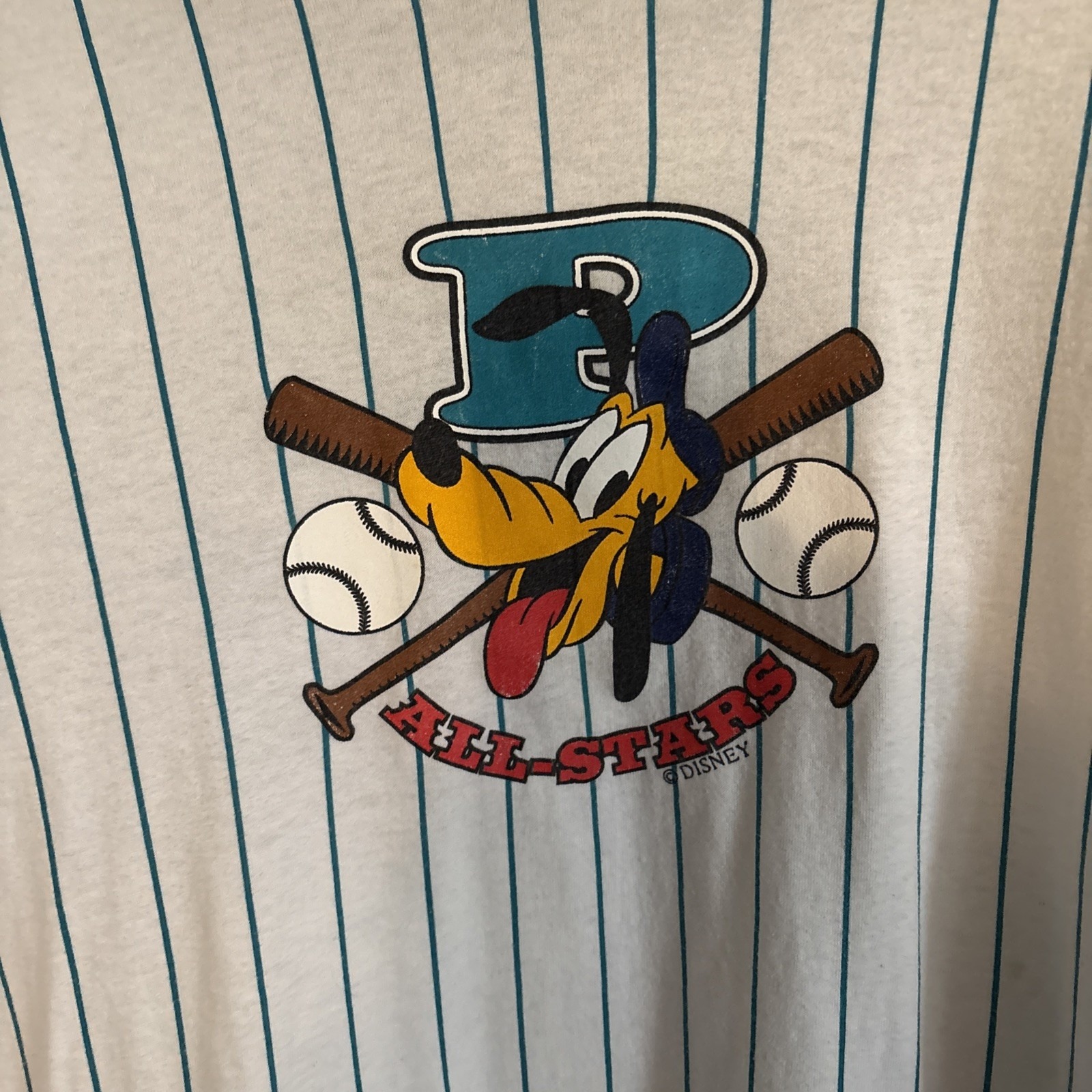 Vintage Disney All Stars Pluto Hooded Baseball Tee Medium