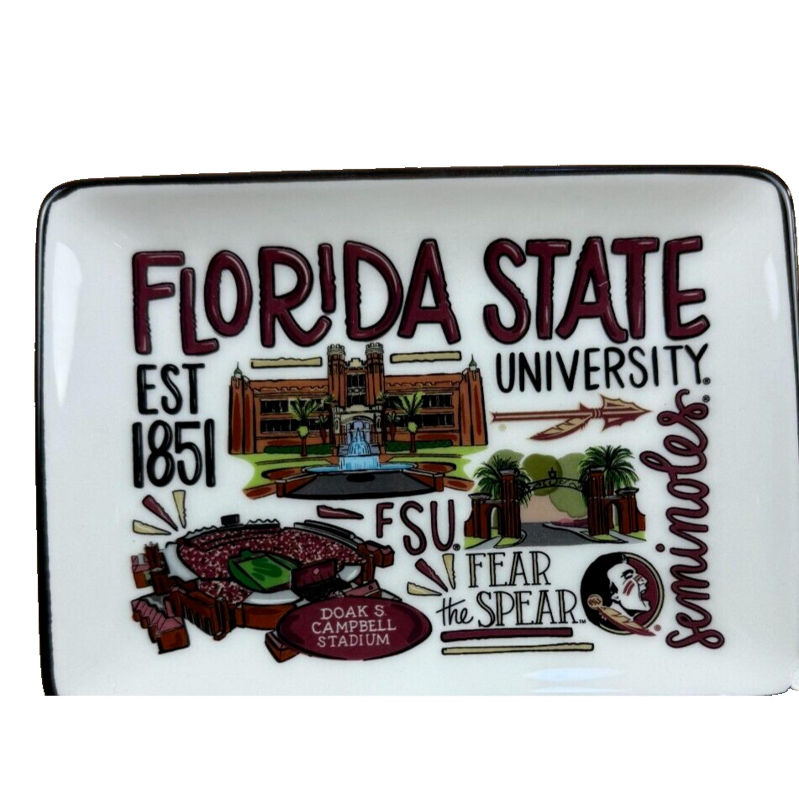 Glory Haus Flroida State University Seminoles Ceramic Trinket Tray 5x7 NWT