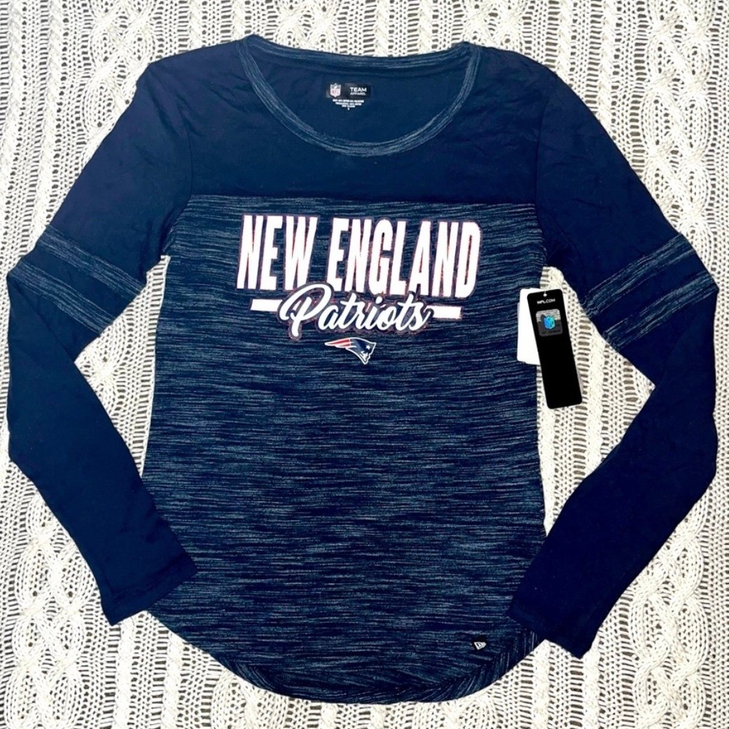 New England Patriots Long Sleeve T Shirt Navy NFL Team Apparel Glitter/Sparkle