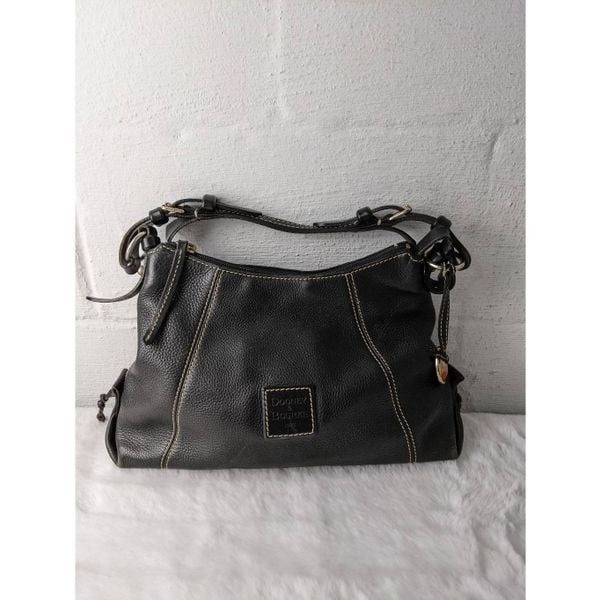 Dooney & Bourke Purse Hobo Black Leather Hobo Bag Soft Supple Heritage Preppy 90