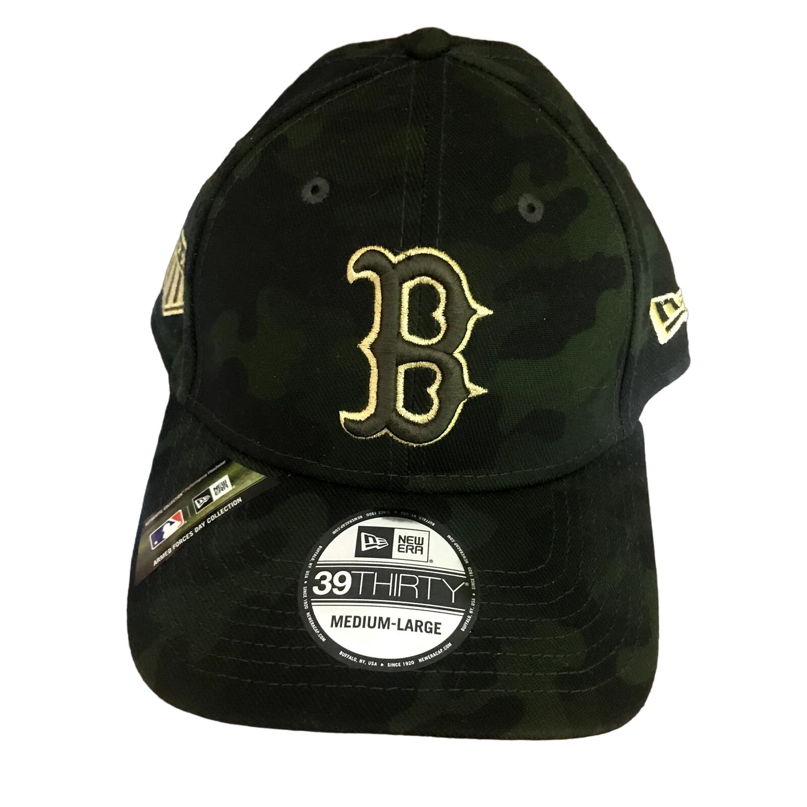 NWT New Era Boston Red Sox Camo Gold Fitted Hat M/L