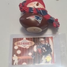 Vintage Snowman Patriots Ornament w/ Brady Card