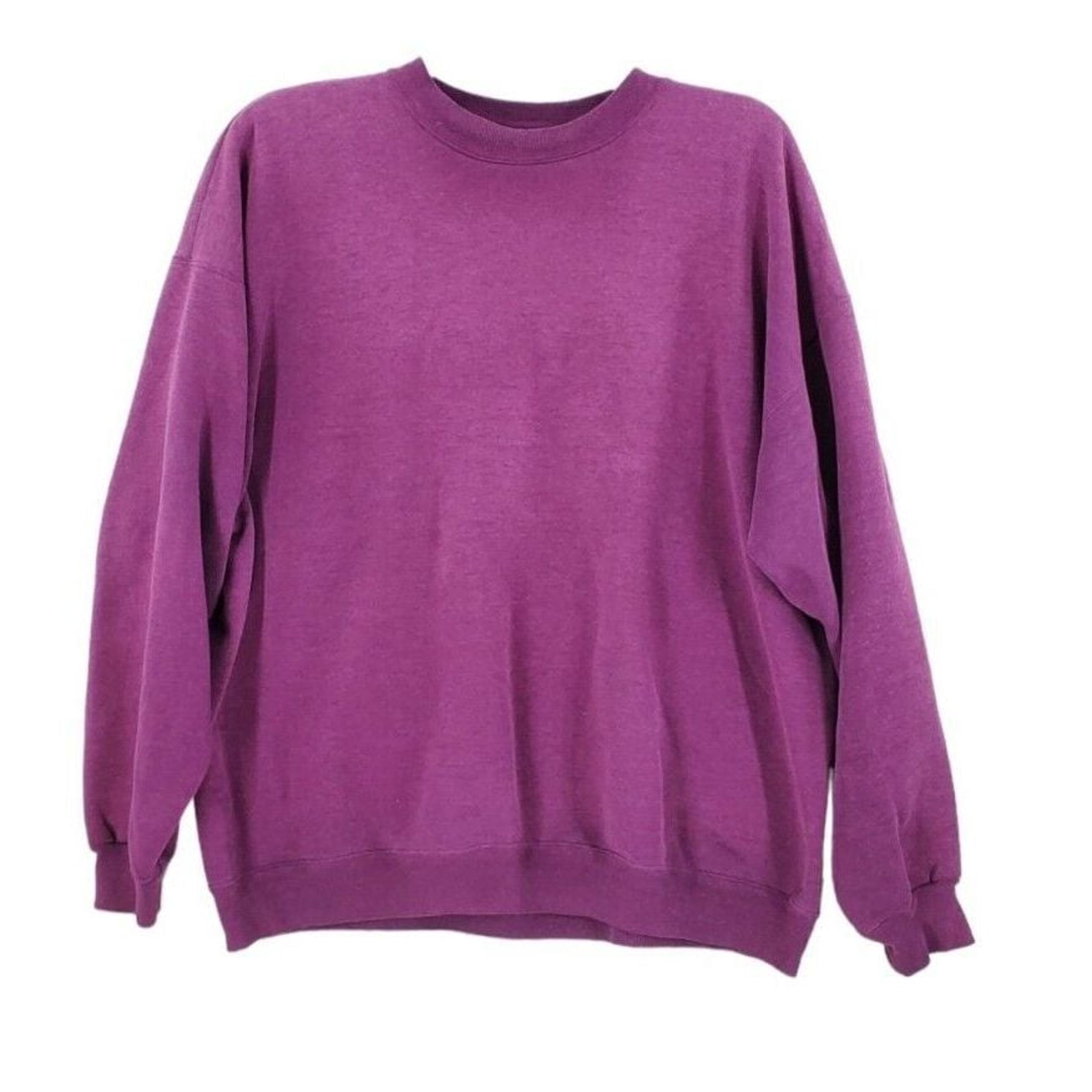 Vtg Sweatshirt Mens 2XL Blank Purple Oversized Boxy Royal Normcore USA 90s - Hanes