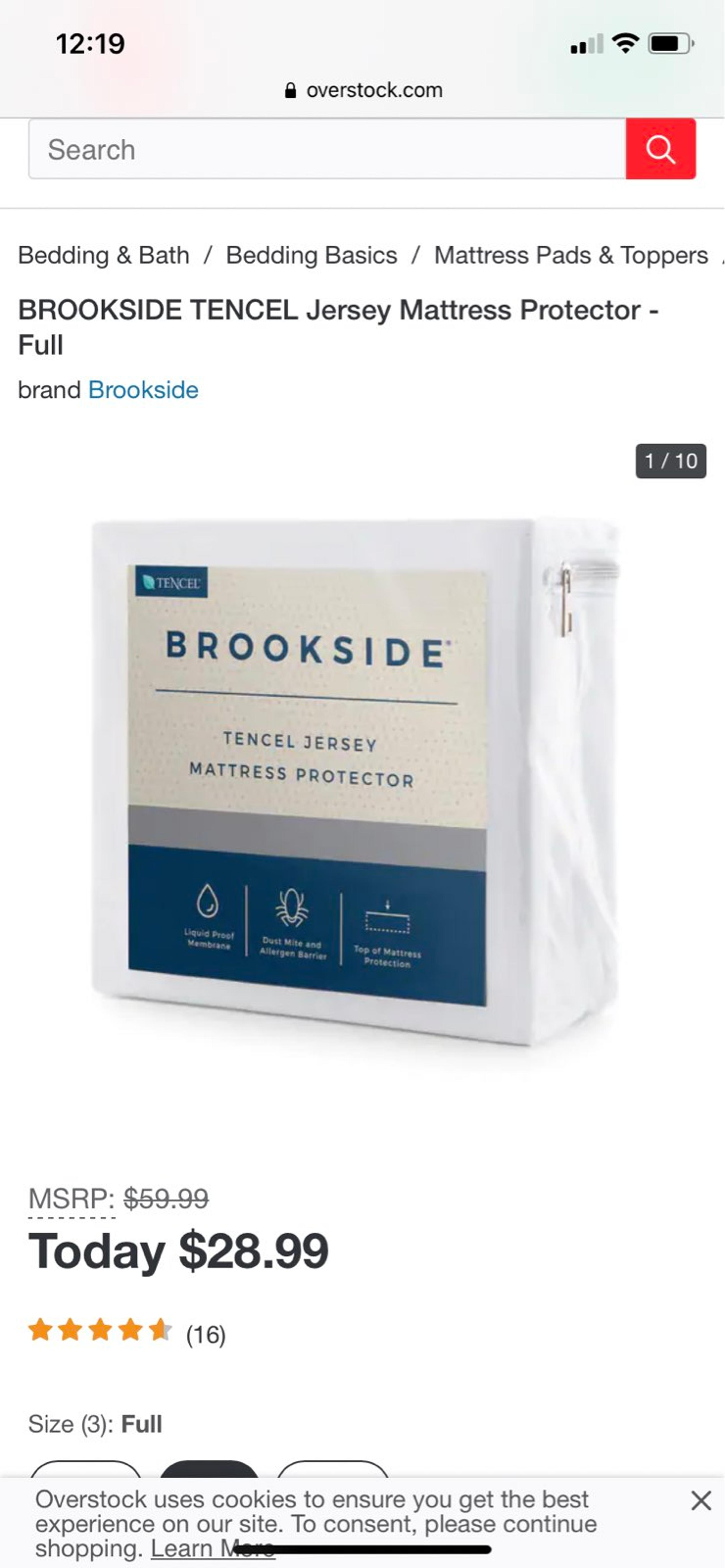 Brookside Tencel Jersey mattress protect