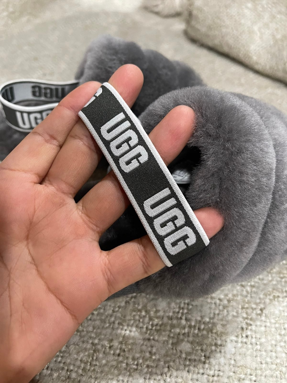 Gray Ugg Fluff Yeah shops Slippers