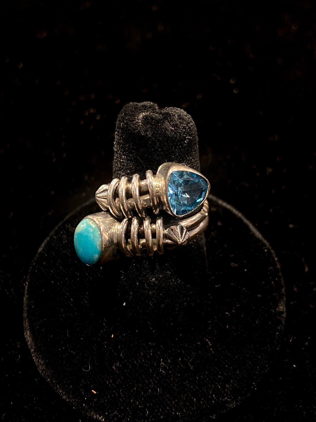 Blue topaz and sterling silver ring