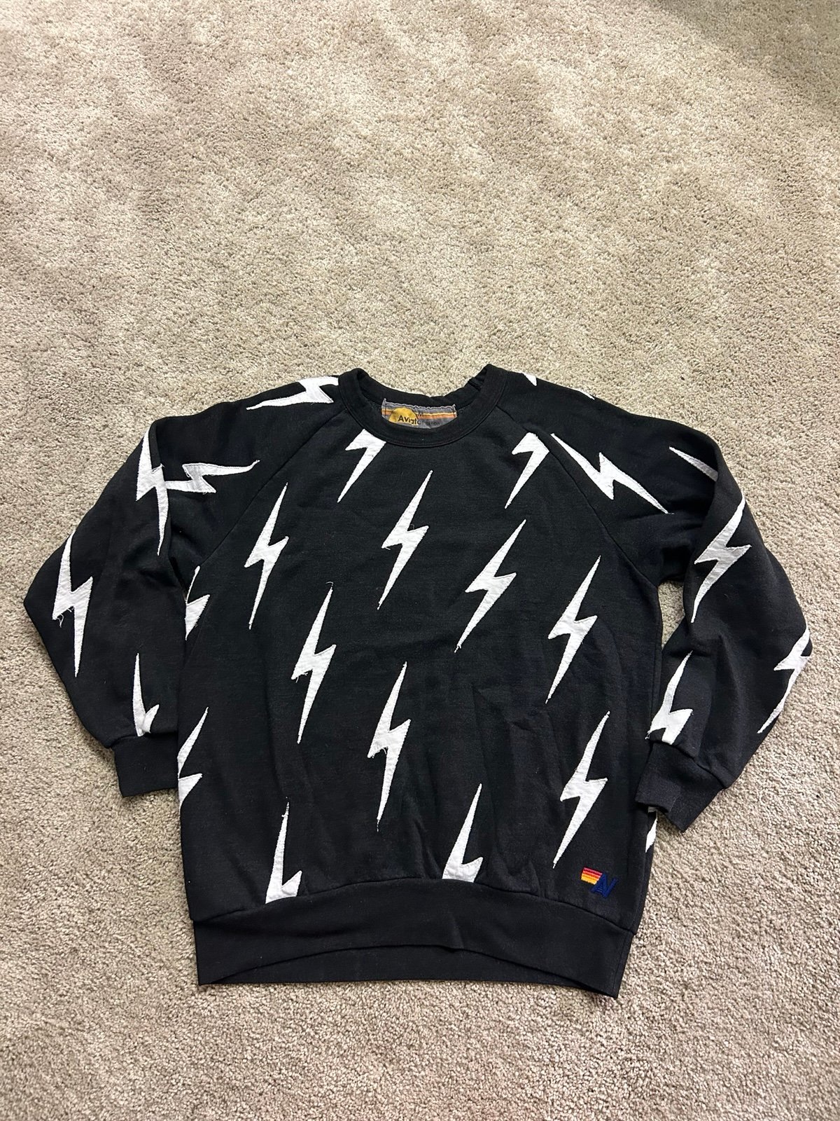 Aviator Nation Classic Black Bolt Repeat crewneck