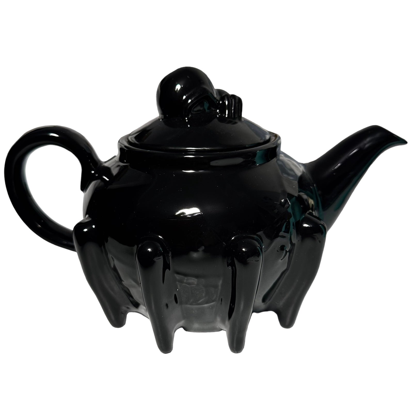 Killstar Teapot 28 oz Arachnid Ceramic Black Spider Web