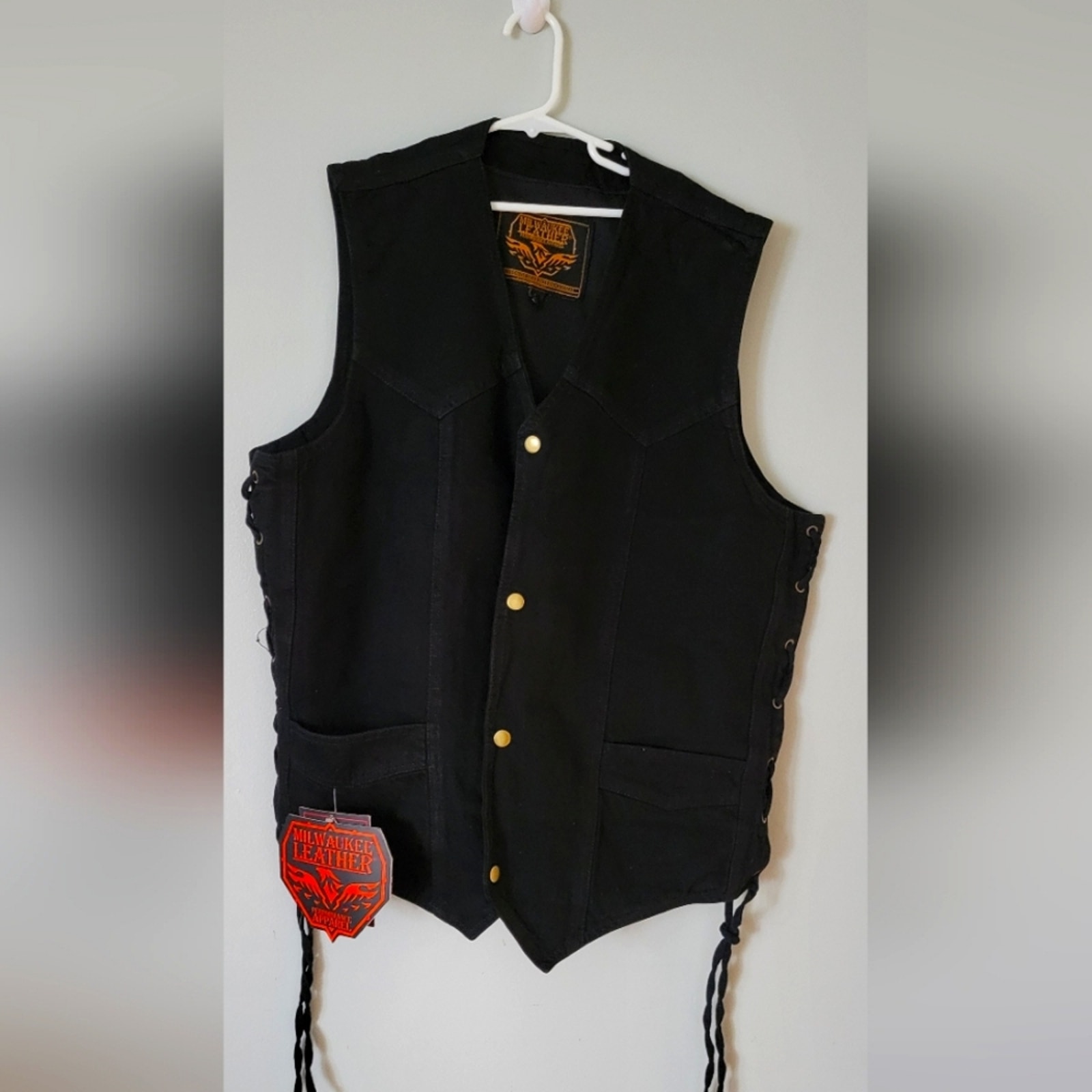 Milwaukee Performance Black Denim Collection Gun Pocket Vest Mens Size L NWTS
