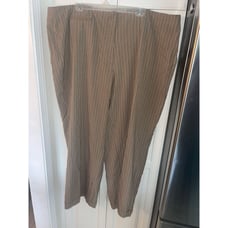 Avenue Pinstripe Cuffed Trouser Modern Fit Wide Leg Plus Size 26 Average Stretch