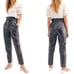 Free People Pants Faux Leather High Rise Paperbag Tapered Belted Metallic 4