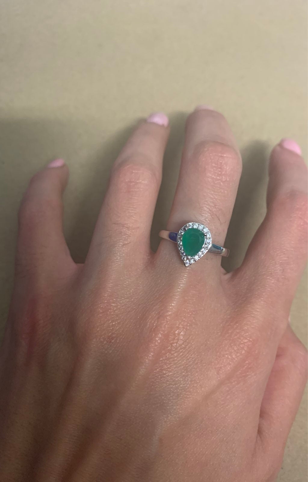 Natural Jade Stone Engagement Ring