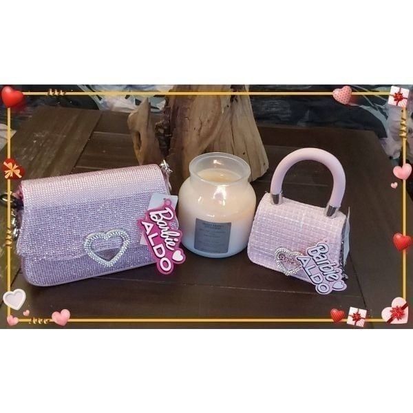ALDO BARBIE Lot of (2) Pink Rhinestone Heart Purses~Mom & Me~Sister & Me~NWT