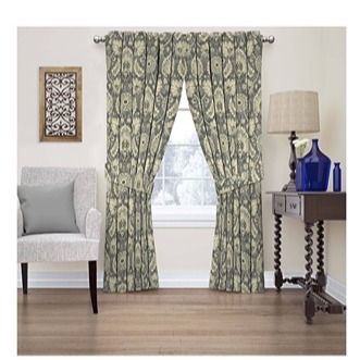 4 Waverly Clifton Hall Paisley curtains in Flax 80 X 52