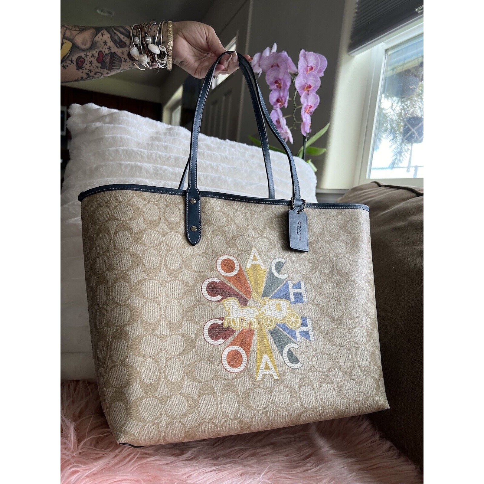 Pride Coach City Tote In Rainbow Signature Canvas
