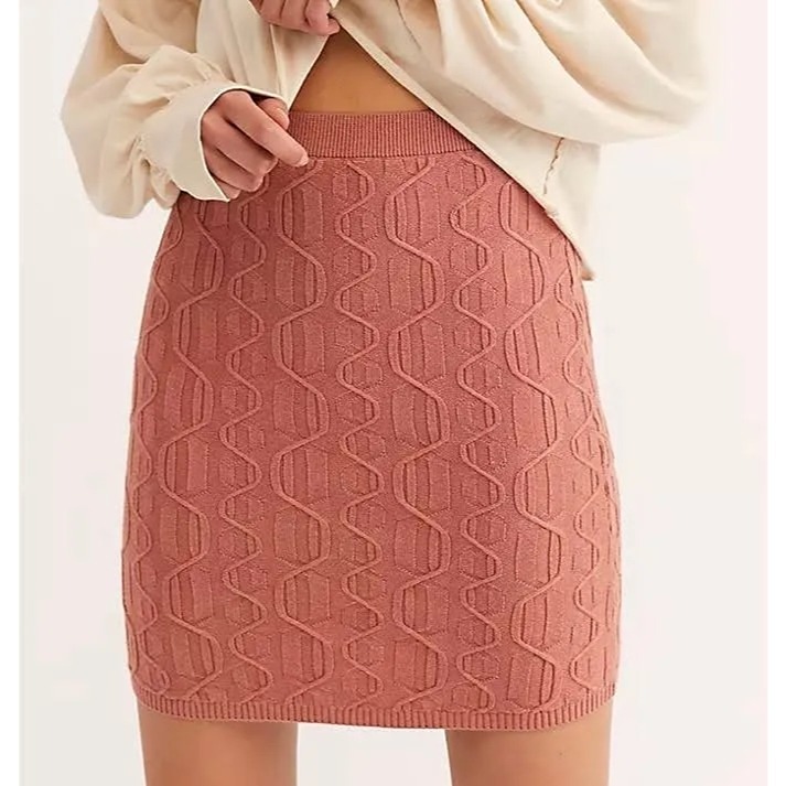 NWT Free People Ivory Cable Knit Mini Skirt