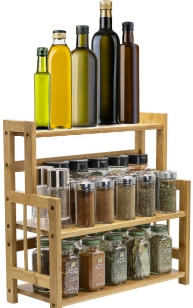 Bamboo Spice Rack Organizer