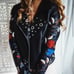 ROMEO & JULIET Black and Floral Faux Leather Jacket See more info for sizing