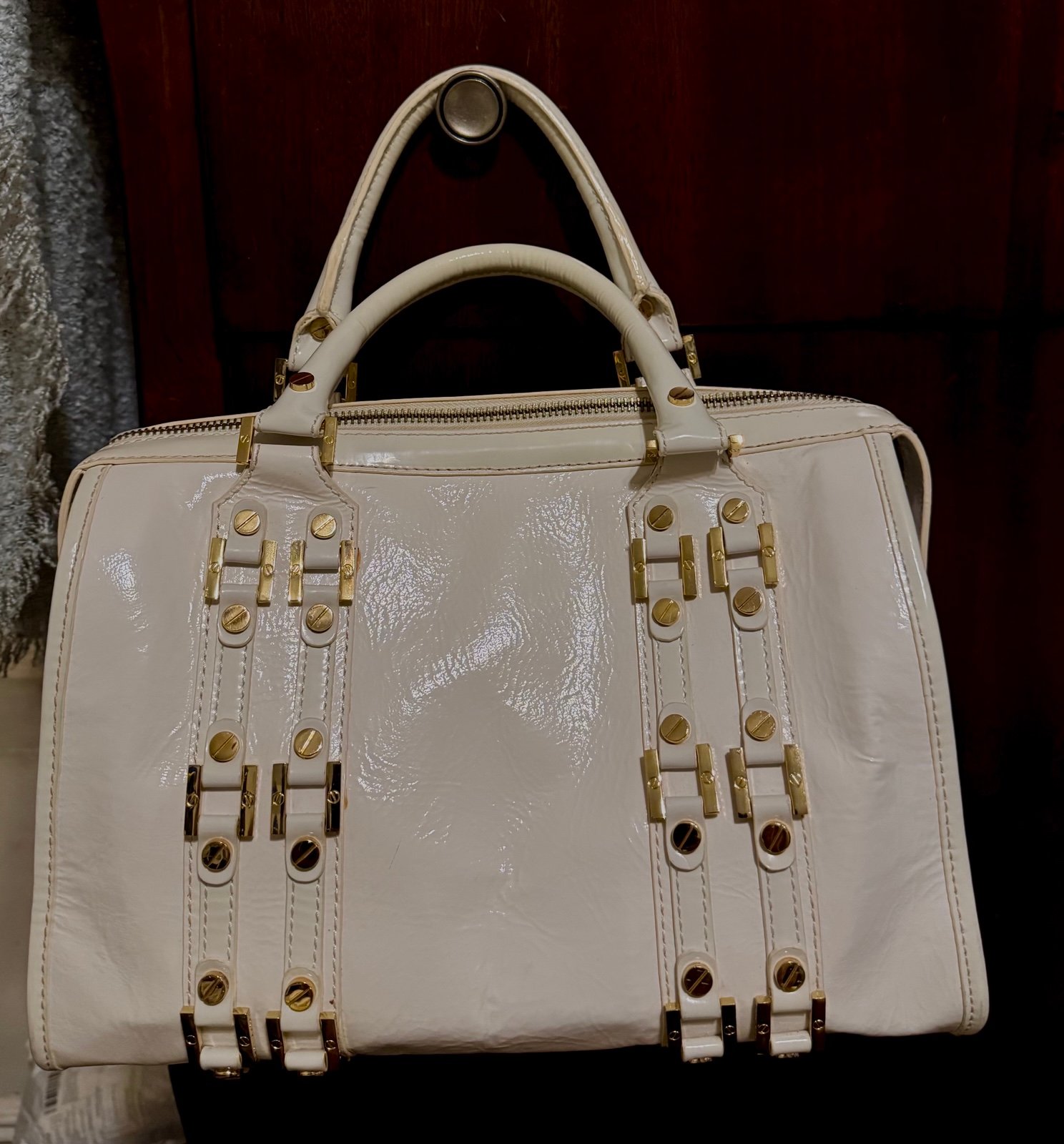 Tory Burch White Handbag with Gold Accents