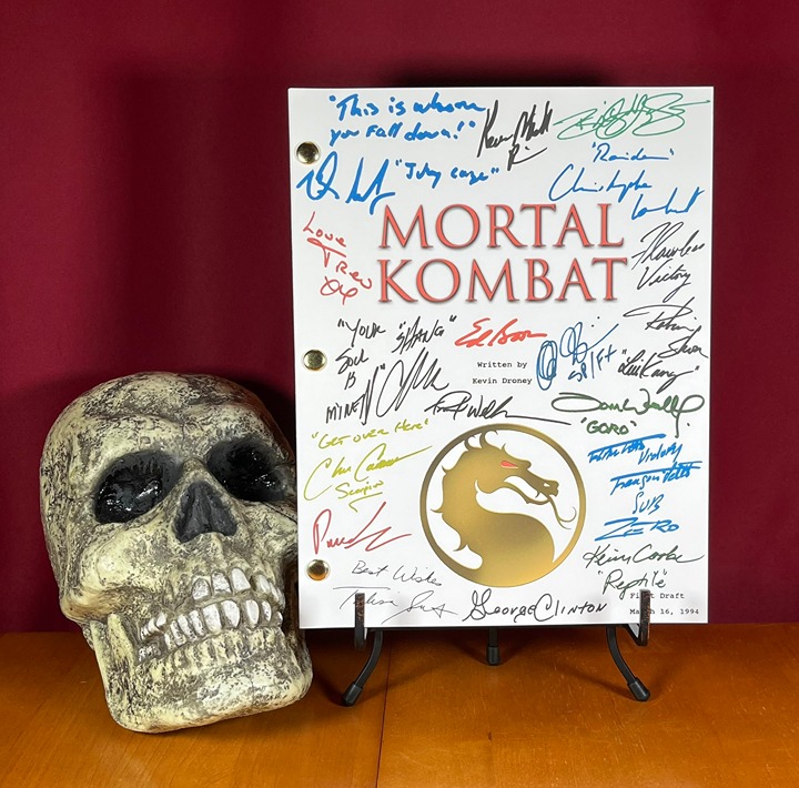 Mortal Kombat Script Signed- Autograph Reprints- Mortal Kombat 1995