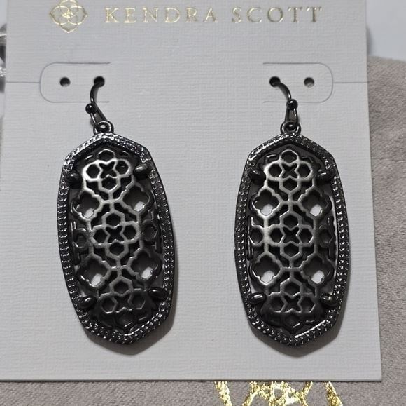 Kendra Scott Filigree Gunmetal Dangle EARRINGS NEW