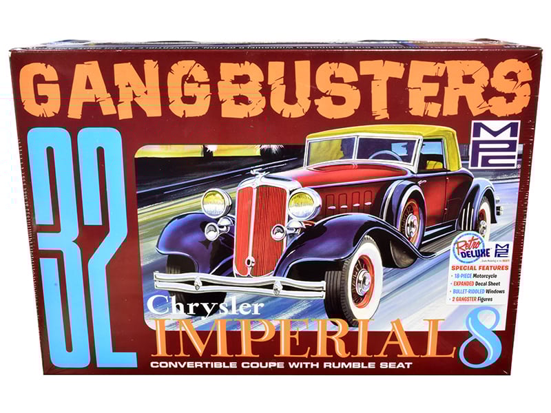 Skill 2 Model Kit 1932 Chrysler Imperial Eight with Police Motorcycle and 2 Gang
