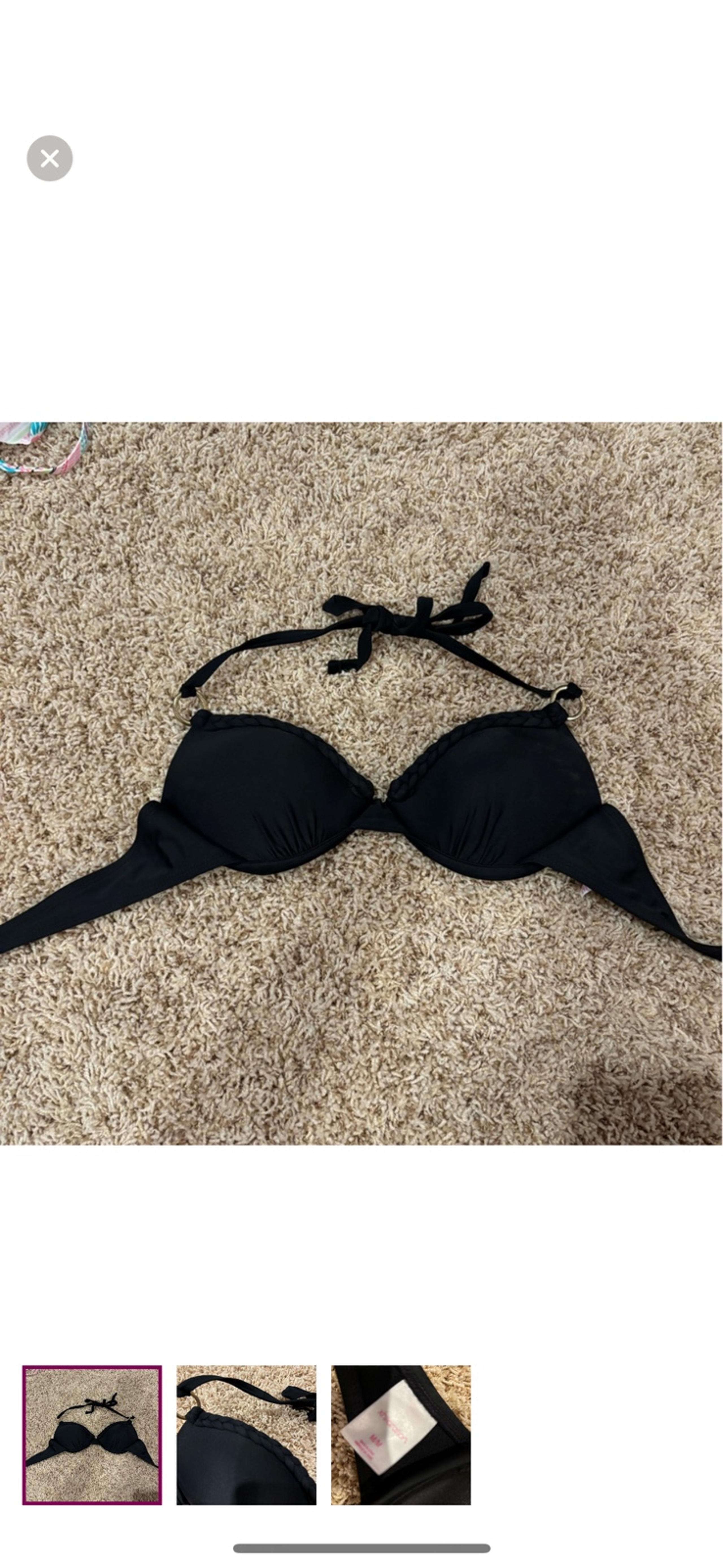 Xhiliration Cute braided top swimsuit bikini top - black - size medium
