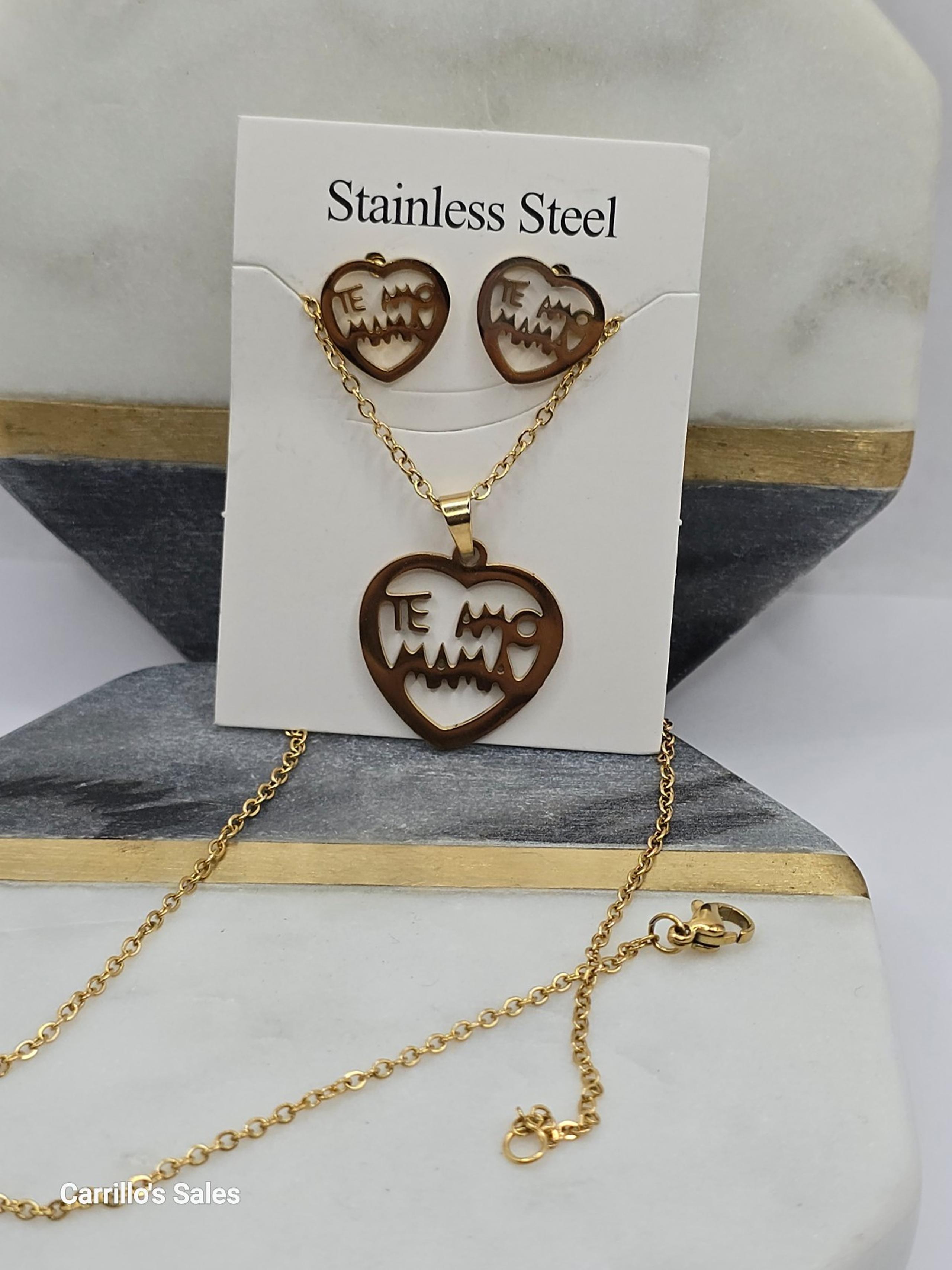 TE AMO MAMA stainless steel set chain with earrings