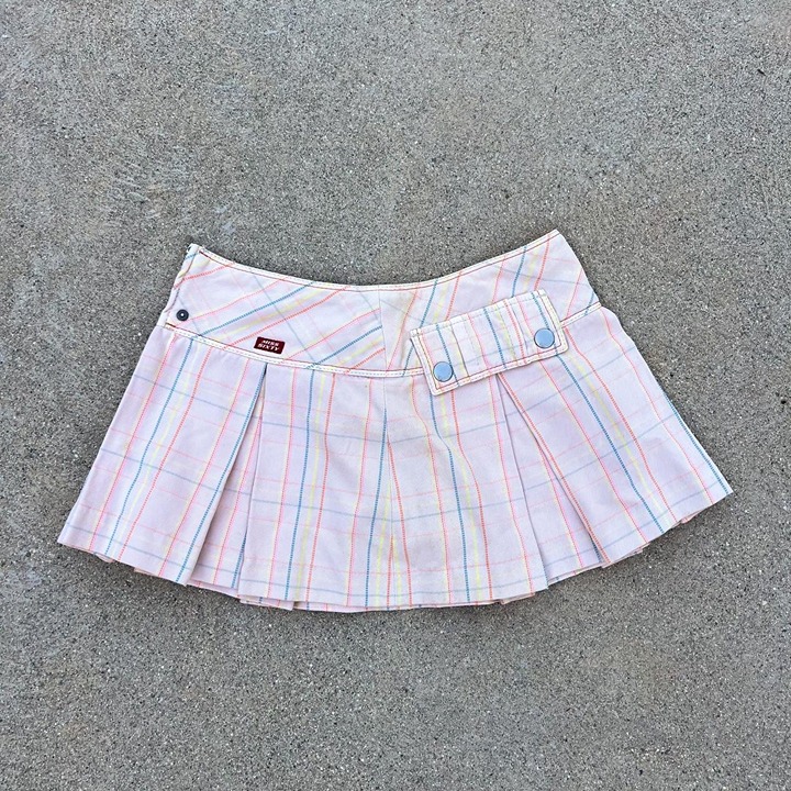 Vintage y2k MISS SIXTY micro mini pink pleated plaid skirt
