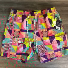 Psycho Bunny Henry Deco Swim Trunks Coral Gables Neon Lined Size M Men's NWT