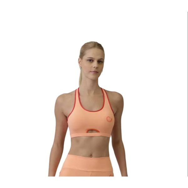 Cajubrasil Women's Size S Racerback Keyhole Sports Bra Orange And Red New