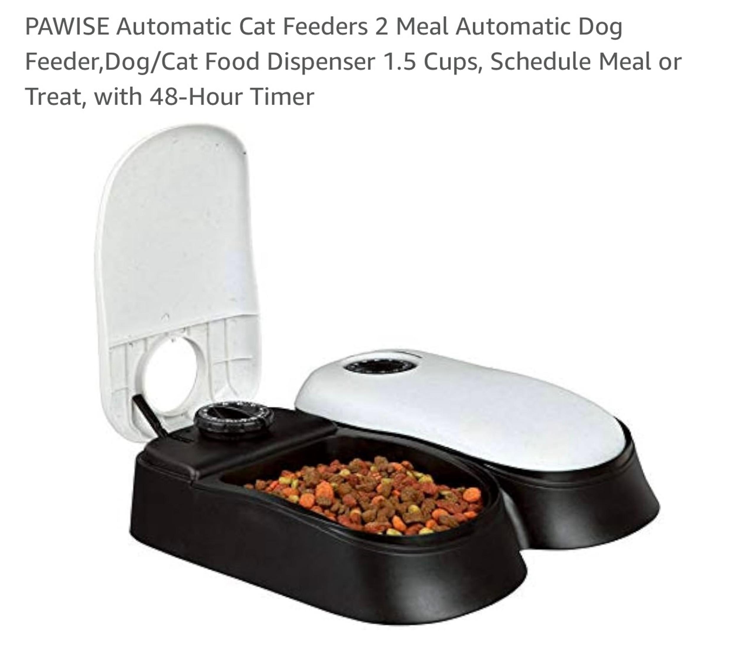 PAWISE 2 Meal Automatic Dog/Cat Feeder, Dog/Cat Food Dispenser 48-Hour Timer