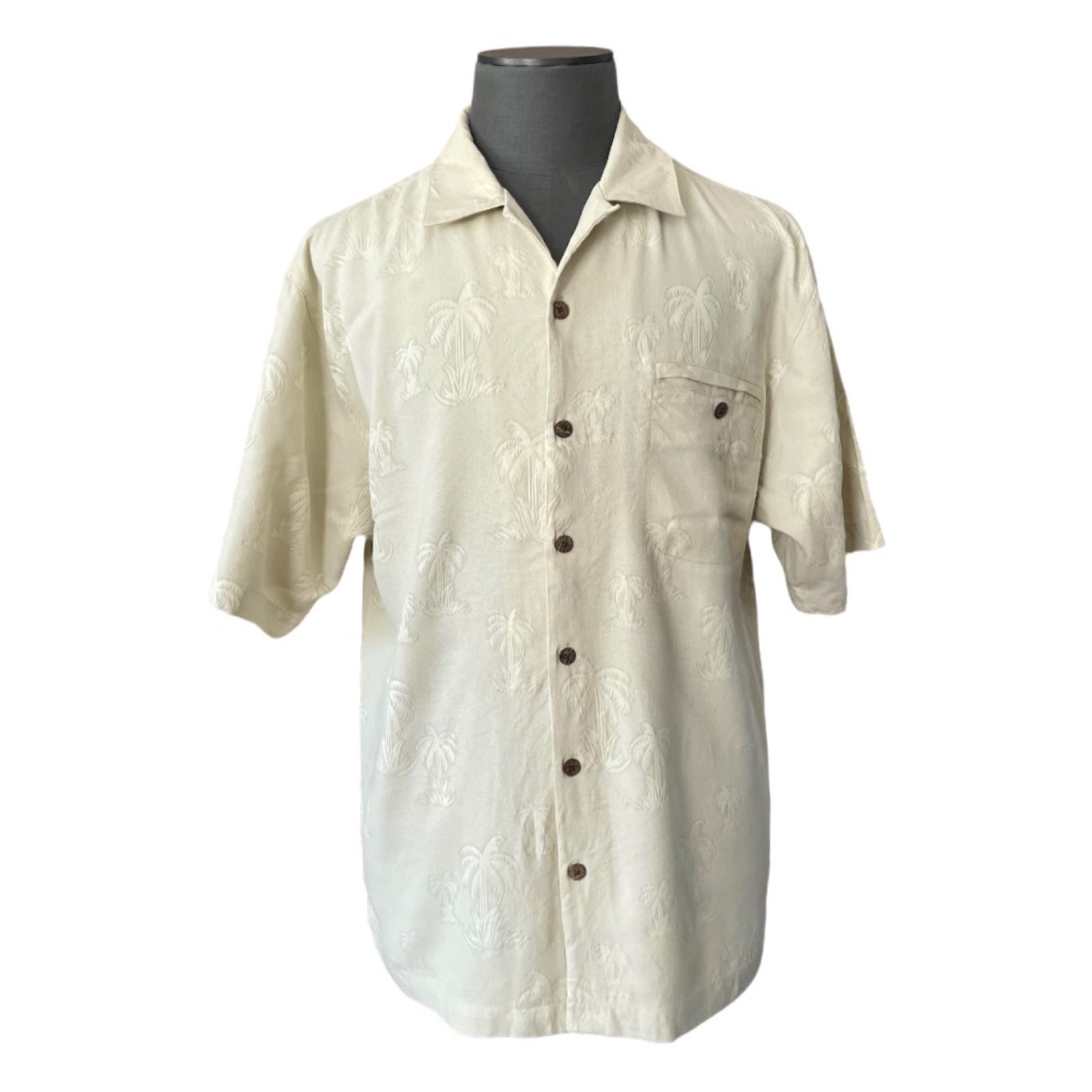 TOMMY BAHAMA Silk Palms Print Relaxed Fit Short Sleeve Men Hawaiian Beach Shirt