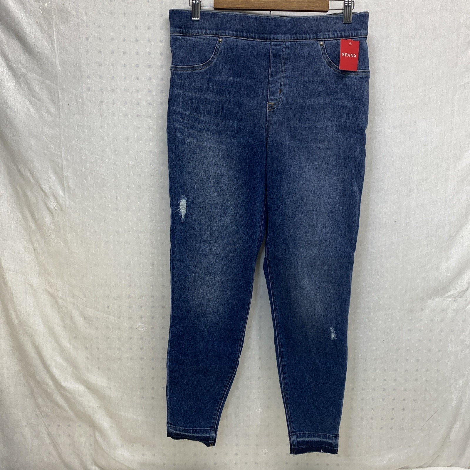 Spanx Distressed Denim Legging Sz XL 20203R NWT Med Wash Stretch Pull On Jegging
