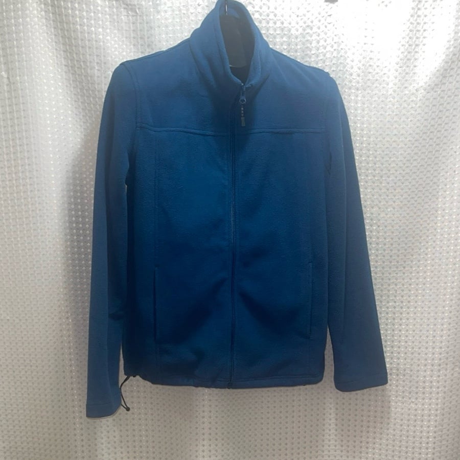 Natural Reflections Womens Jacket sz M BLUE Fleece Full Zip Elastic Waist