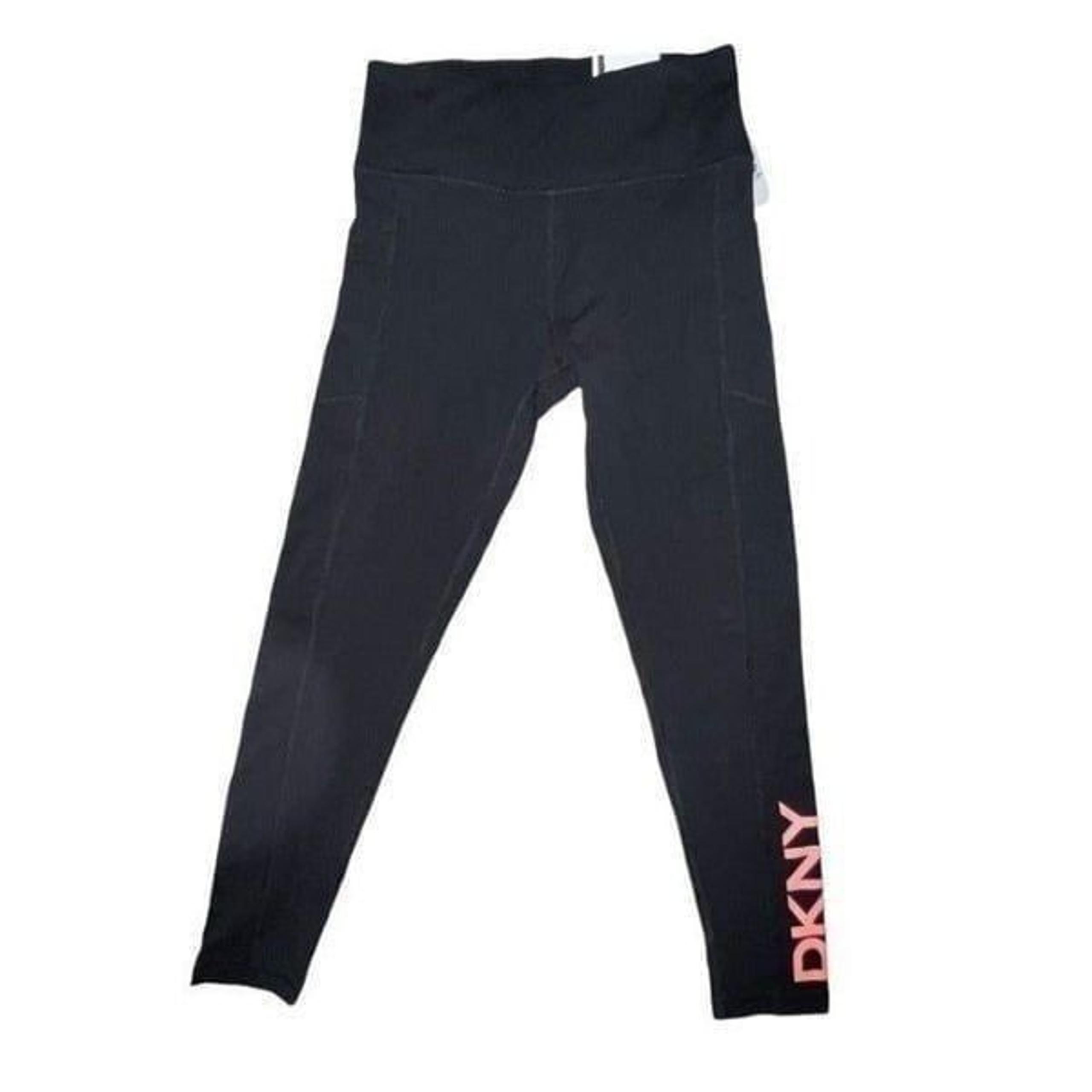 DKNY Sport Black Pink City Graffiti Logo Leggings Women's Medium NWT