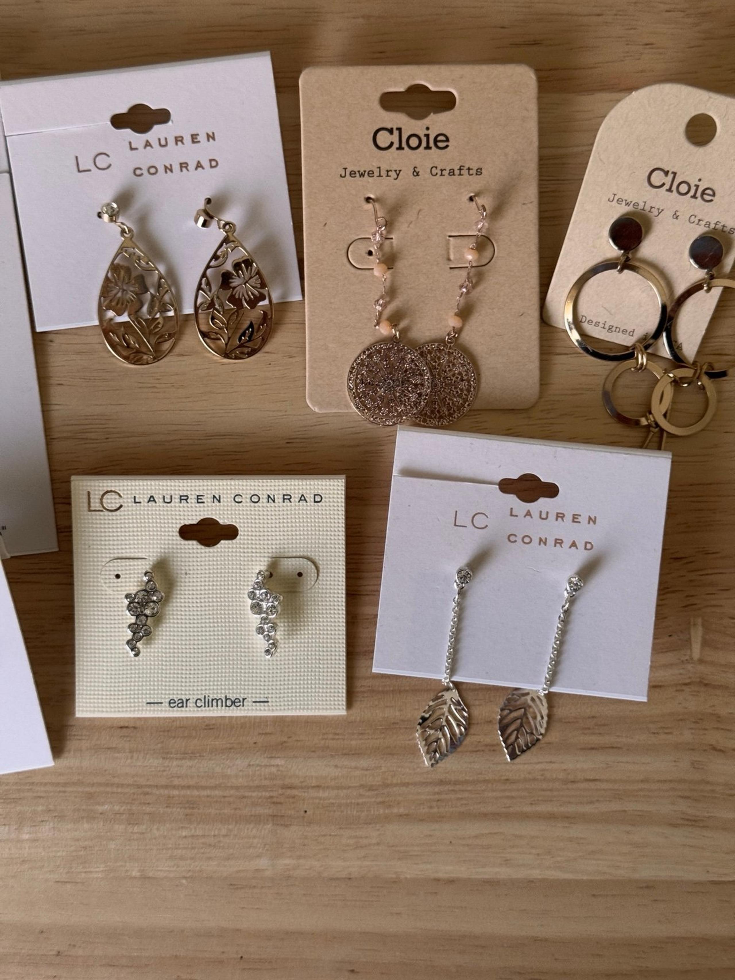 Lot of 6 Pairs of Lauren Conrad and Cloie Earrings and 1 Necklace