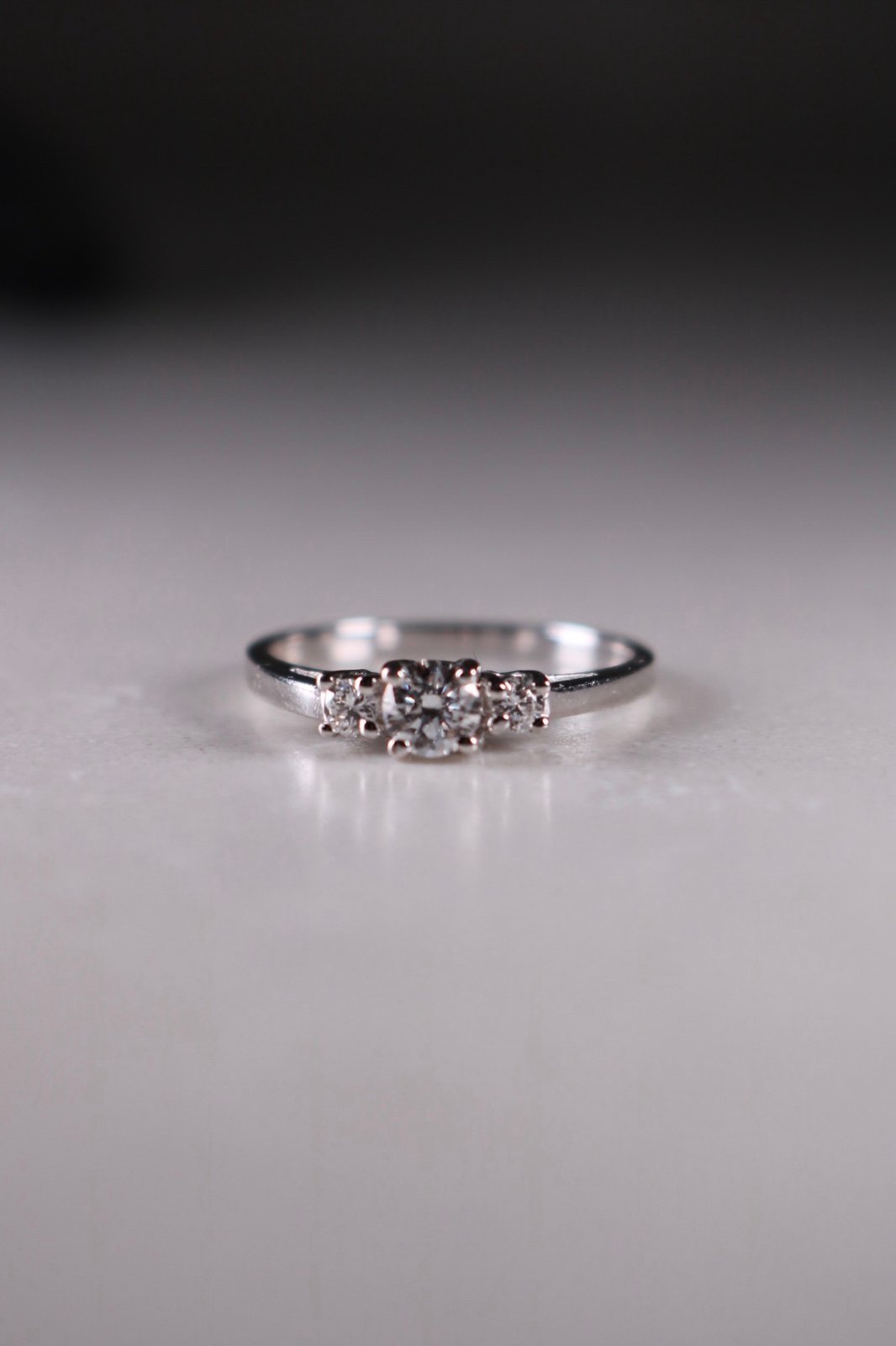 Elegant 14k Three-Stone Ring with lab diamonds