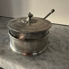Vintage Parmesan dish w spoon