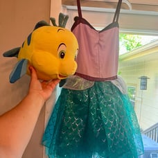 Disney Girl’s Ariel the Little Mermaid Dress size S (5/6) & Flounder Stuffie