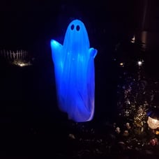 Halloween Hanging Light up Ghost with Spooky Blue LED Light, 47”