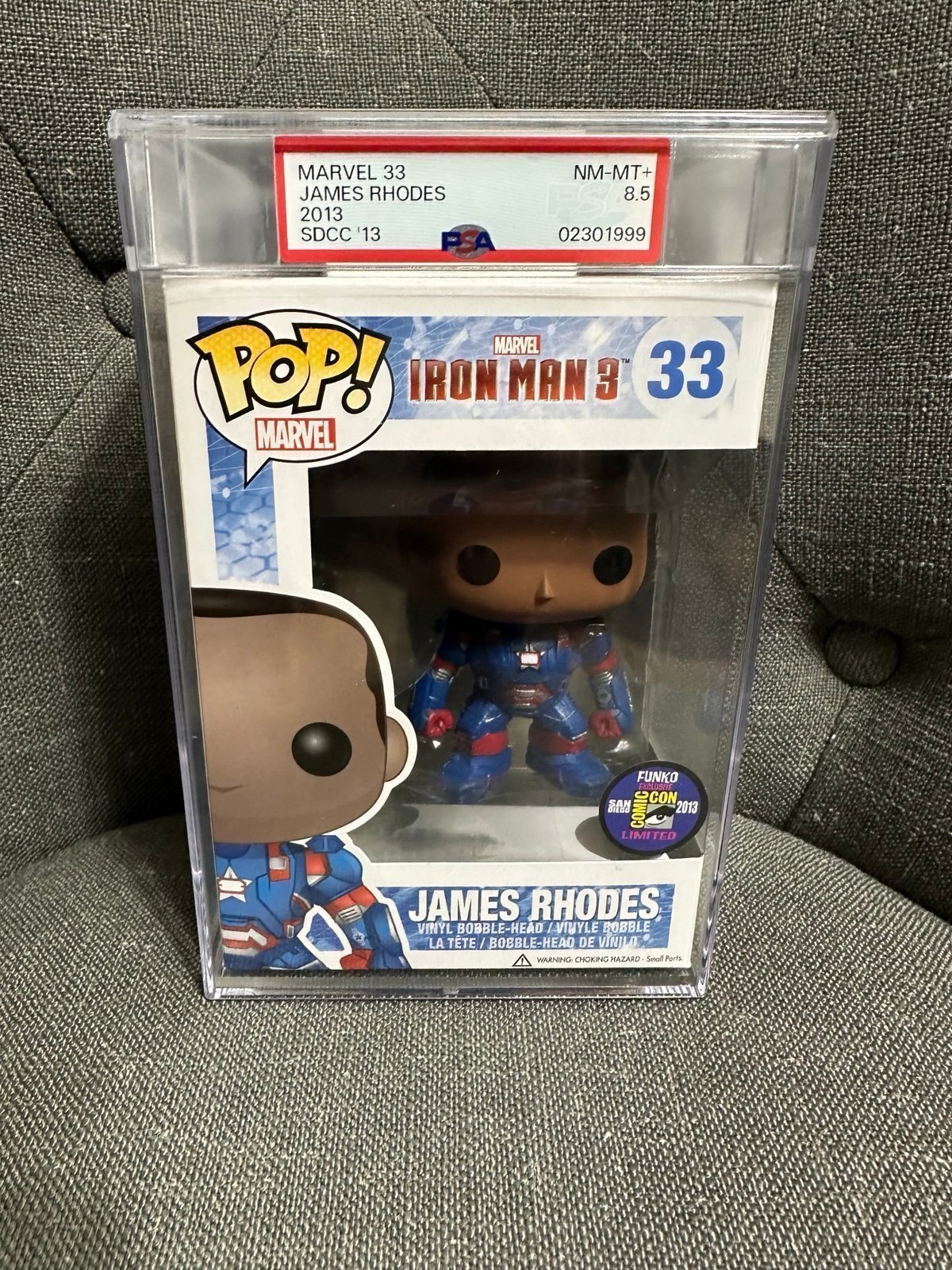 FUNKO POP! MARVEL IRON MAN 3 JAMES RHODES #33 PSA 8.5 SDCC 2013